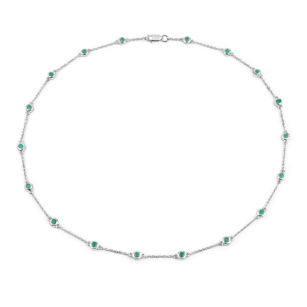 1.80 Carat Genuine Emerald .925 Sterling Silver Necklace
