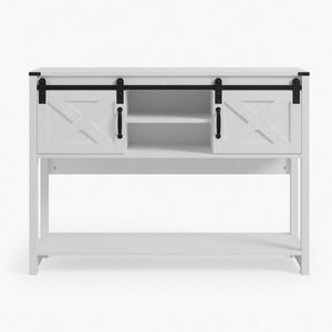 Farmhouse Entryway Table With Sliding Barn Door