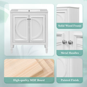 Bathroom Vanity With Sink With 2 Doors And Adjustable Shelf