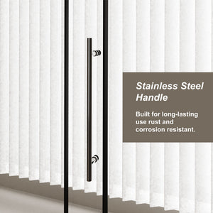 Frameless Shower Door Single Sliding, Clear Tempered Glass Shower Door With Zinc Roller Rail System, Stainless Steel Handle - Black