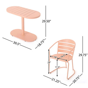 3 Piece Elegant Outdoor Bistro Set With 2 Chairs And Oval Table - Best Buy Furniture