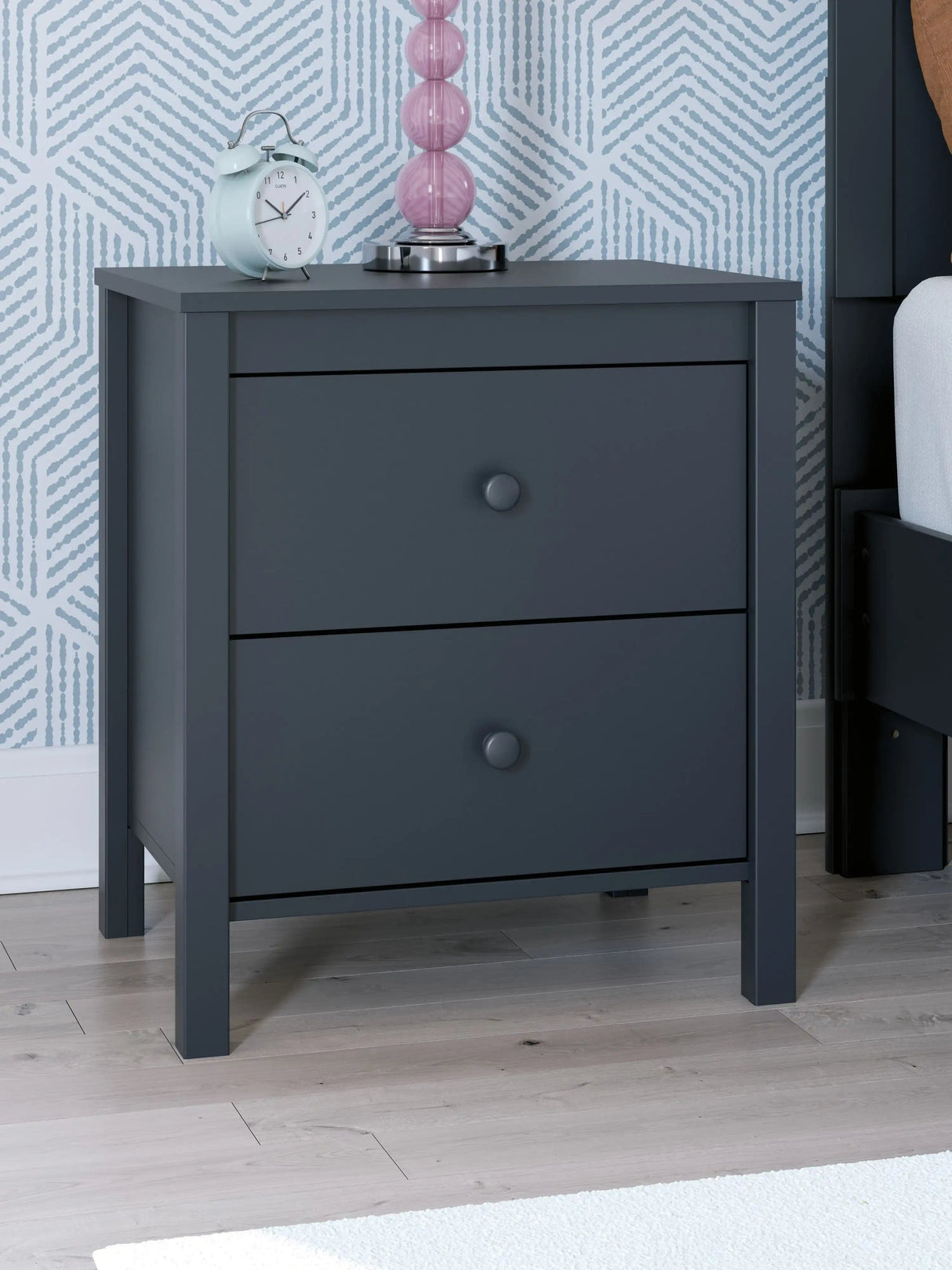 Simmenfort - Two Drawer Night Stand - Navy Blue - Best Buy Furniture