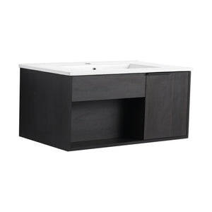 Wall Mounted Floating Bathroom Vanity With Open Shelf & Soft Close Door
