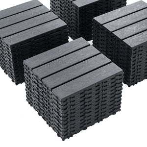 Plastic Interlocking 44 Pack Patio Deck Tiles, Square Waterproof Outdoor All Weather Use