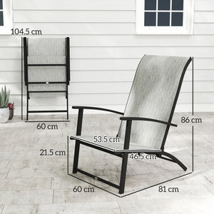 Outsunny Folding Patio Chairs Set of 2, Portable Outdoor Dining Chairs with High Back, Armrests