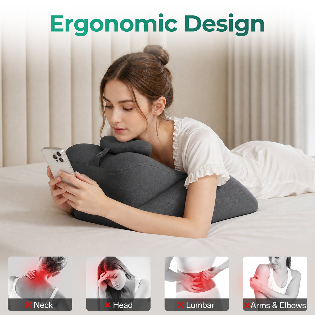 Memory Foam Ergonomic Wedge PillSex Pillow Couples Sex Toys, 27° Ergonomic Memory Foam Support Pillow, Contoured Lounger Cushion for Back & Lumbar Support, Multi-Functional Comfort Pillow(Dark grey)