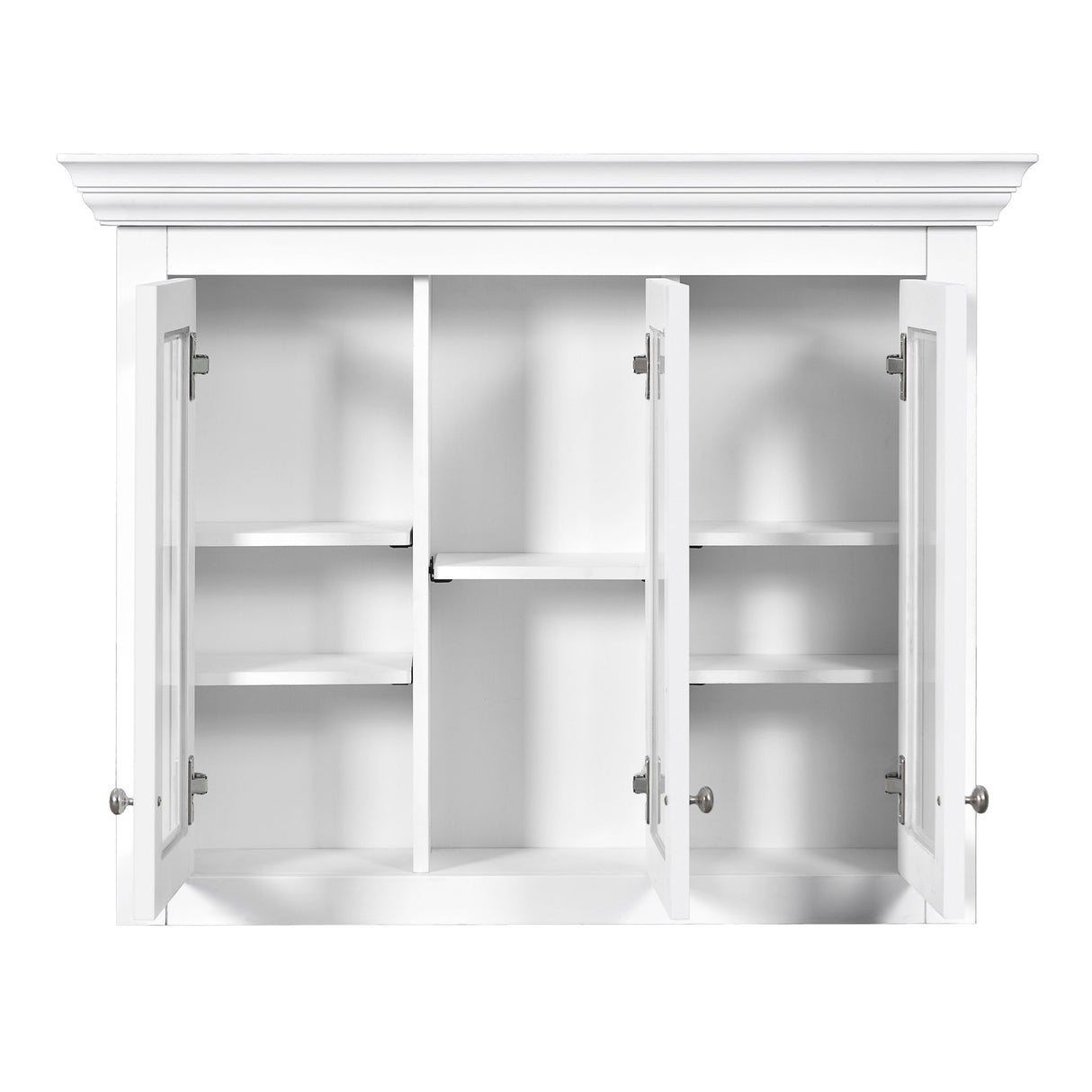 Bathroom Medicine Cabinet With Mirror, 5 Adjustable Closed Shelves, Wall-Mounted - White
