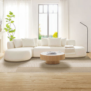 Oversized L-Shape Sectional Sofa with Ottoman - Beige