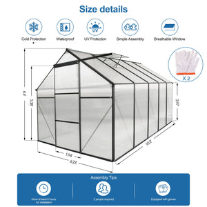 Polycarbonate house Raised Base And Anchor Aluminum Heavy Duty Walk-In houses For Outdoor Backyard In All Season