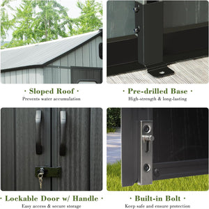 6x4FT Outdoor Resin Storage Shed with Transparent Windows & Louvered Vents
