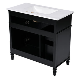 Bathroom Vanity With Sink, 2 Doors 2 Drawers, Freestanding Design