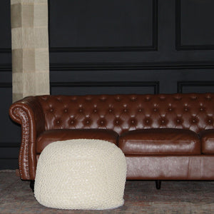 Semi Rounded Pouf, Cable Knitted, Perfect Seating