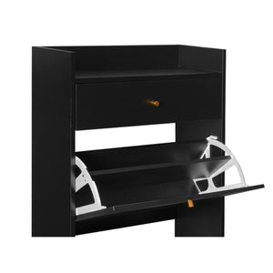 Allen - Rattan 2 Door 1 Drawer Cabinet Shoe Rack For Entrance