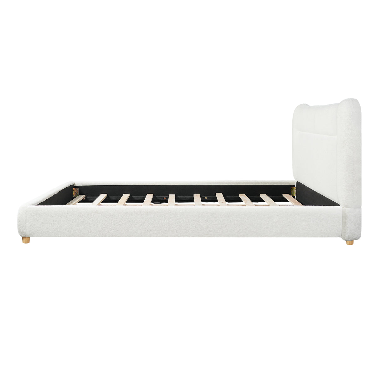 Minimalist Curved Headboard Teddy Bear Plush Bed, Queen