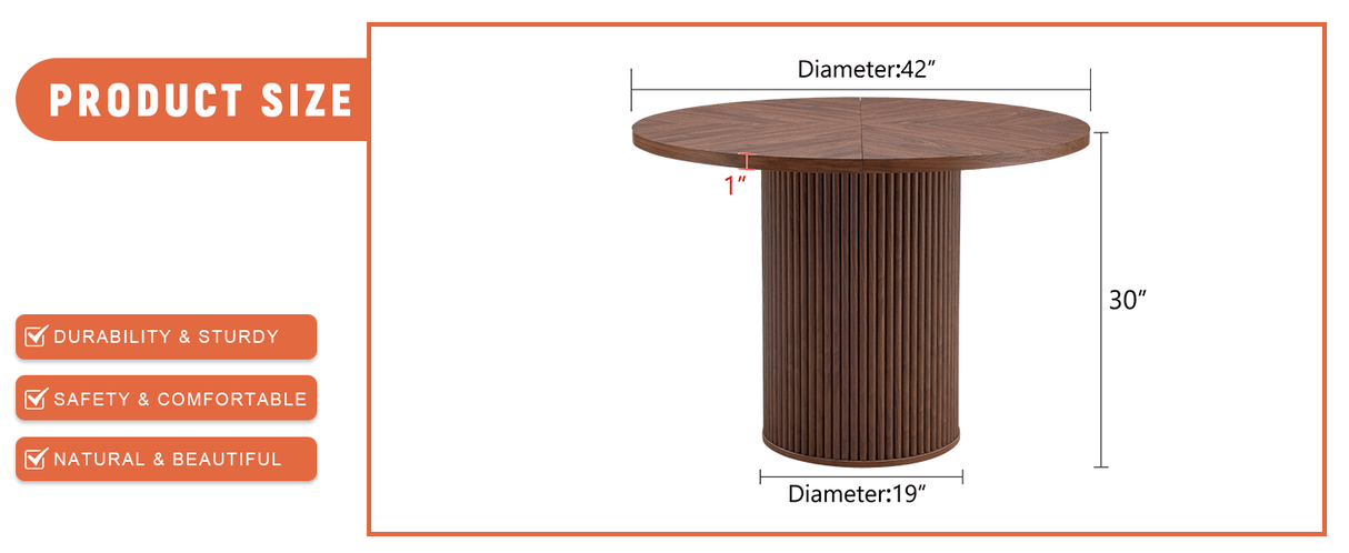 Modern Spliced Circular Dining Table With 42 Inch Diameter