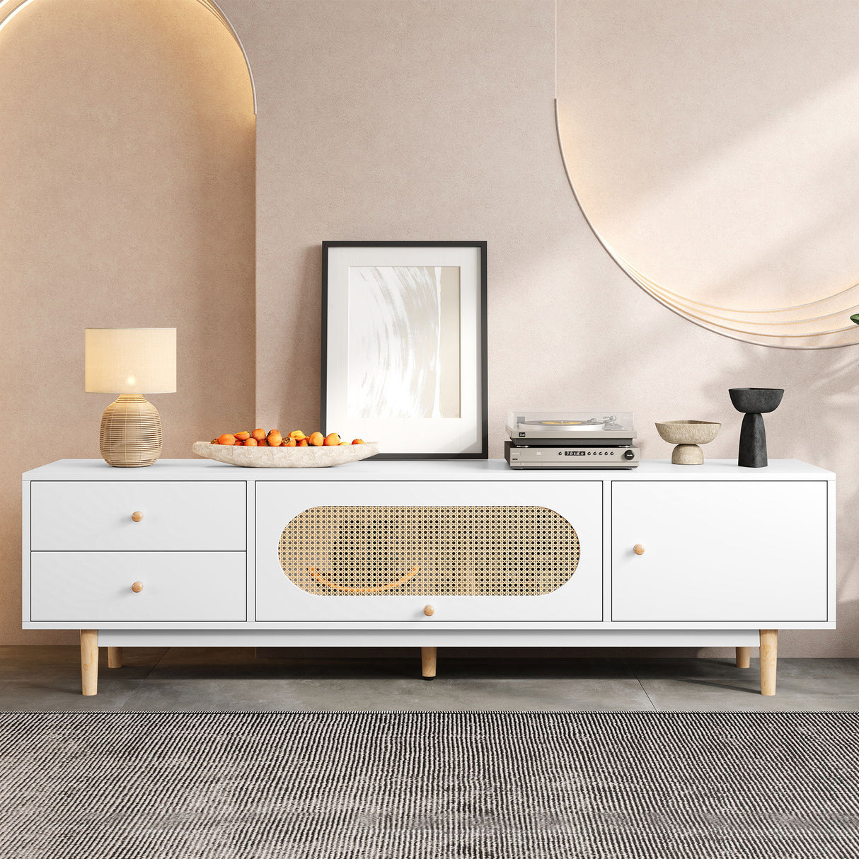 70" TV Stand With Drawers - White