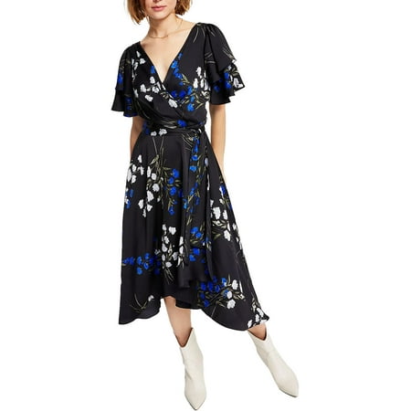 Women's Satin Belted Midi Wrap Dress