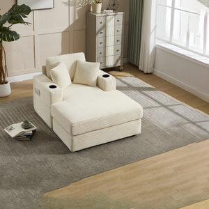Corduroy Upholstered Chaise Lounge Sofa