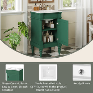 Bathroom Vanity With Sink, Storage Cabinet With Door, Drop In Sink, Compact Freestanding Design