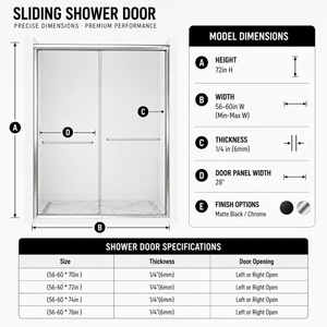 56-60" W x 72" H Framed Double Sliding Shower Door