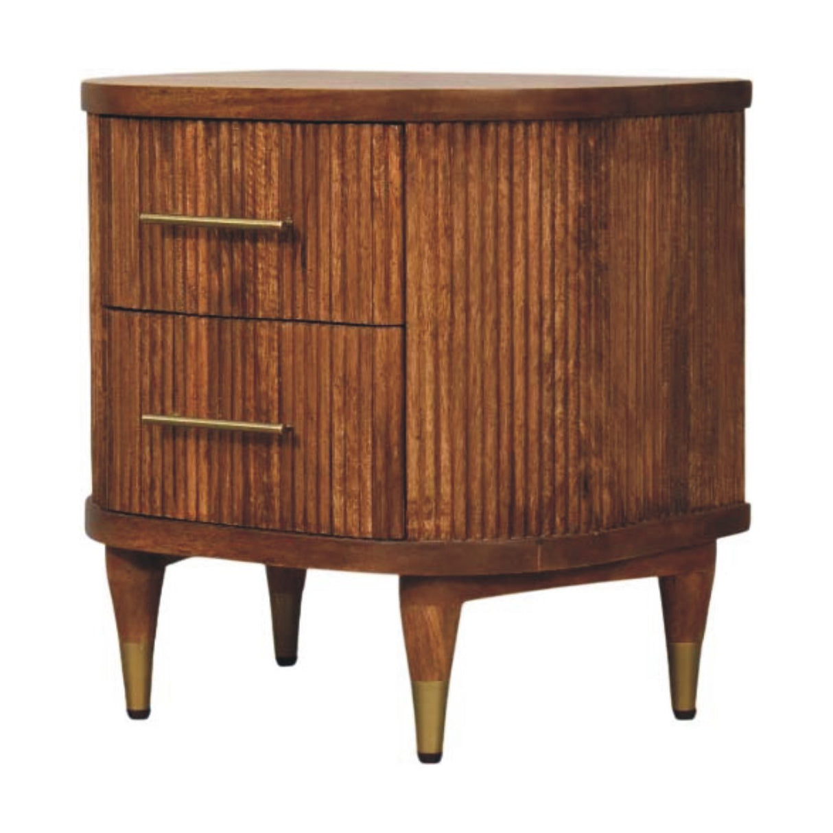 Solid Wood Ribbed Bedside Table
