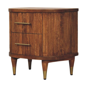 Solid Wood Ribbed Bedside Table