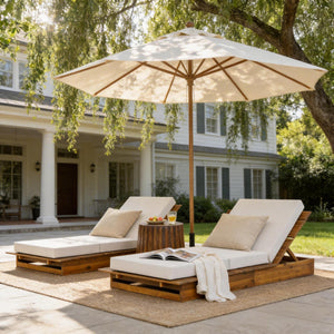 Acacia Wood Chaise Lounge with 4" Thick 3-Fold