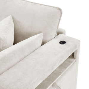 Modern Sectional Sofa U-Shaped With Movable Ottoman Storage Armrests And USB Ports