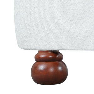 Cream-Colored Boucle Upholstered Bed with Rubber Wood Foot, King