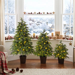 3-Piece Pre-Lit Christmas Tree Set