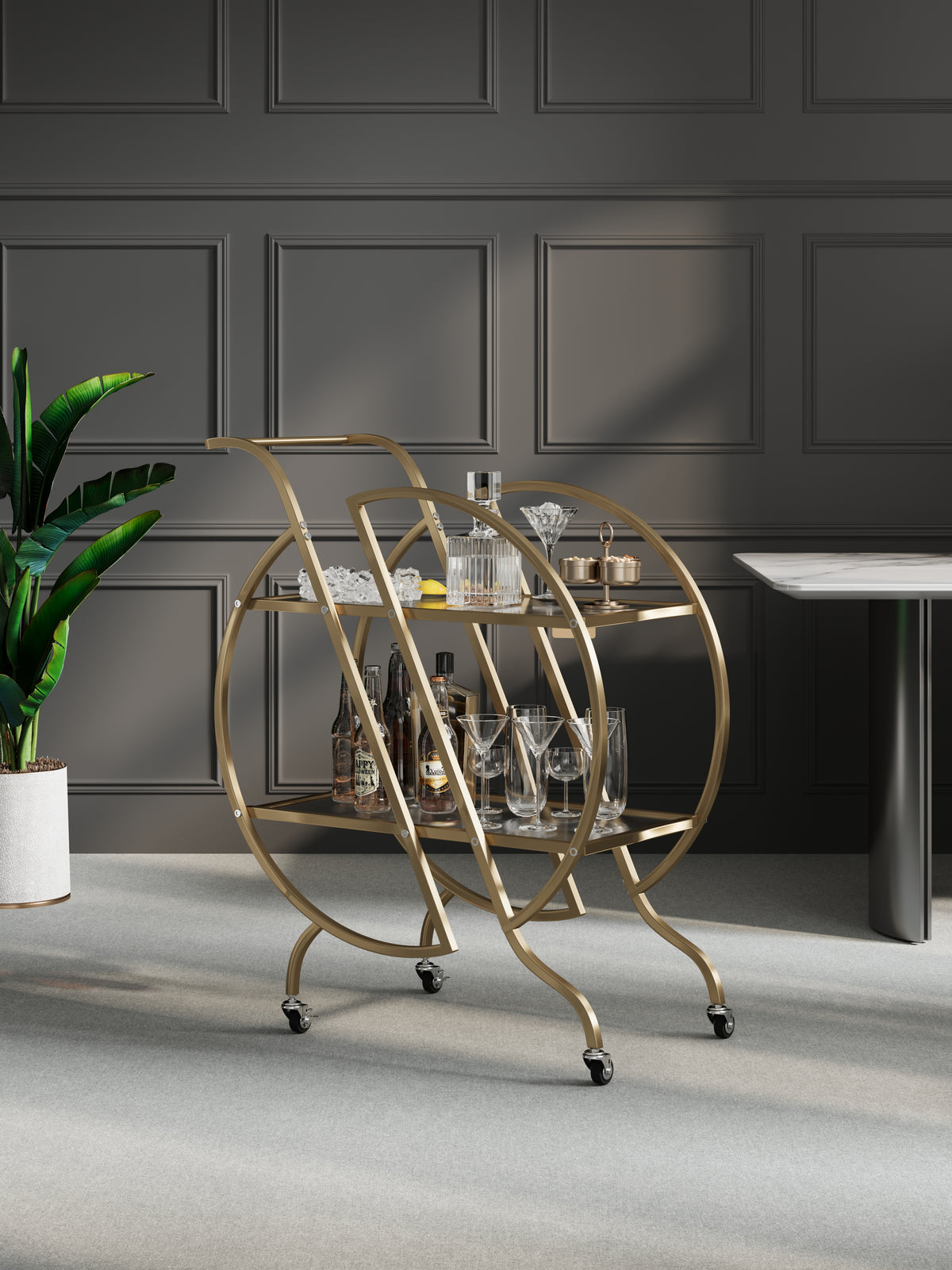 Gold Bar Carts for The Home Bar Serving Cart