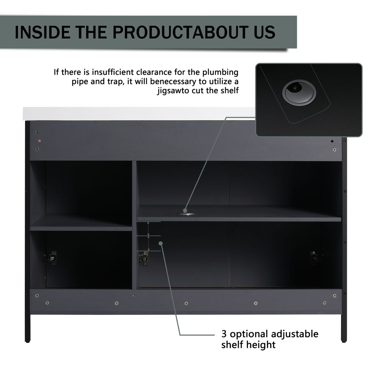 Modern Freestanding Bathroom Vanity With Resin Sink & Soft Close Cabinet Doors