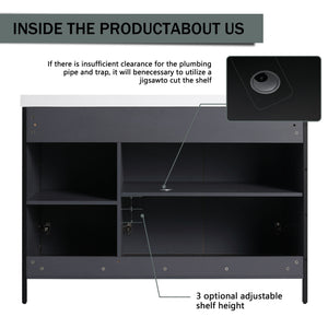 Modern Freestanding Bathroom Vanity With Resin Sink & Soft Close Cabinet Doors