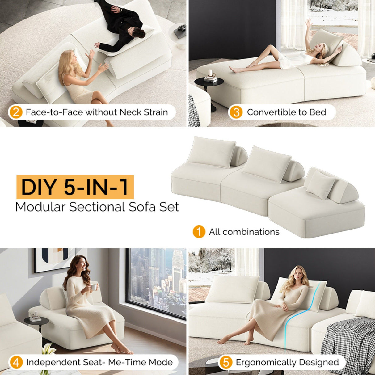 Modern Luxury Oversized Modular Sectional Sofa Set