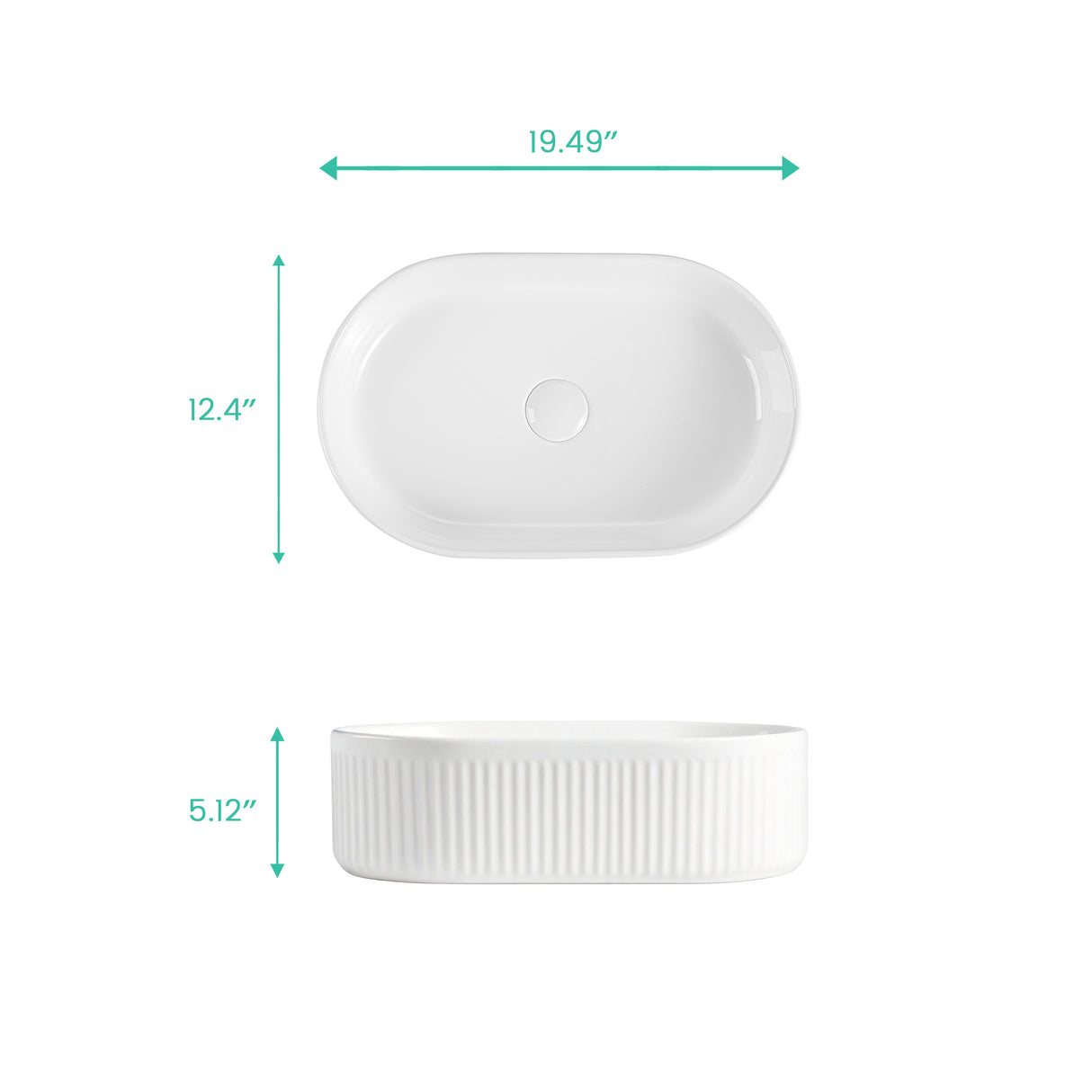 Integrated Oval Ceramic Bathroom Sink