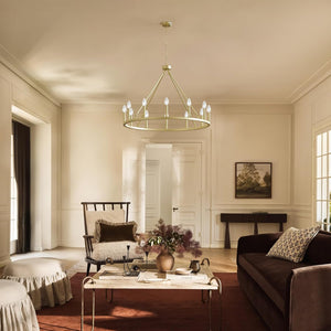 Gold Wagon Wheel Chandelier, 39-Inch Round, 16-Light Farmhouse Ceiling Fixture