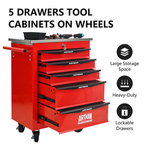 5 Drawers Multifunctional Tool Cart with Wheels