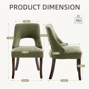 Upholstered Dining Chair With Curved Legs (Set of 2) - Green