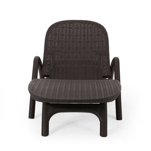 Polypropylene Resin Chaise Lounge With Hand Crafted Details - Dark Brown