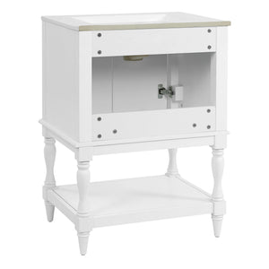 Modern Bathroom Vanity With Sink, Rectangular Cabinet With Open Shelf And Closed Storage