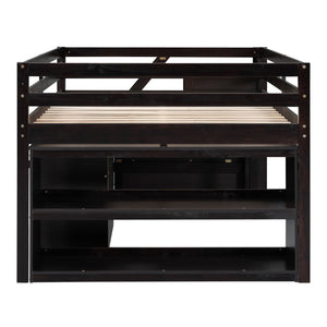 Loft Bed With Retractable Writing Desk And 3 Drawers With Storage Stairs And Shelves