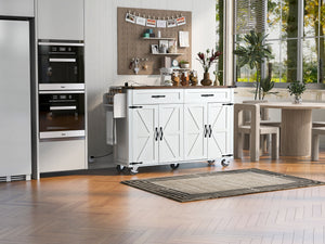 K&K 53.5'' Farmhouse Kitchen Island with Power Outlet