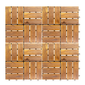 12 in. x 12 in. Acacia 12 Slats Checker Deck Tiles - 30 Pieces