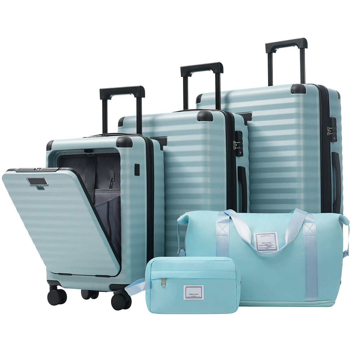 Deluxe 5-Piece Hard-Side Luggage Set with USB and TSA Security