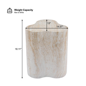 Organic Travertine-Look MGO Outdoor/Indoor Side Table
