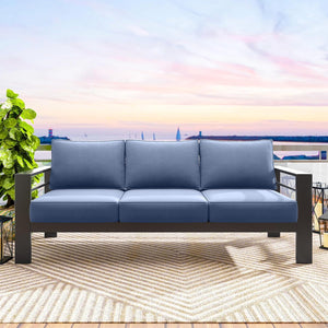 All-Weather Patio Sofa With Cushions, 3 Seat Outdoor Couch