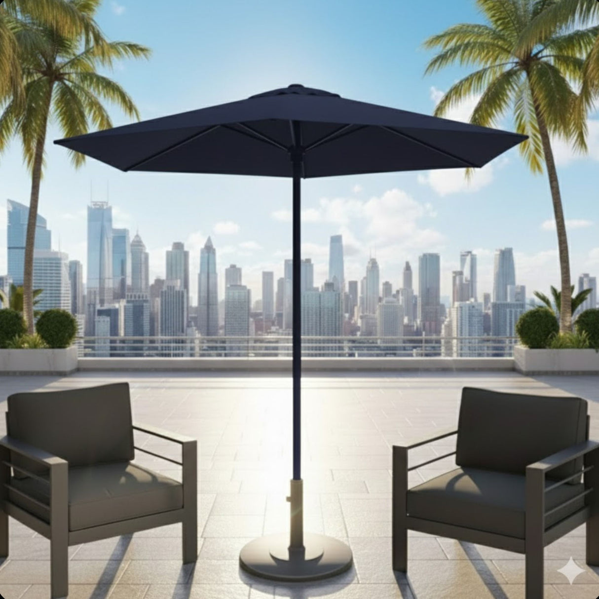 Umbrella With Crank Lift & Tilt, UV-Resistant Canopy For Patio
