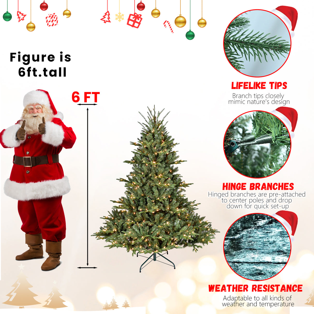 4FT Full-Shape Christmas Tree with 150 UL Lights