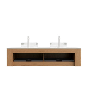 DINA 60" Bathroom Vanity with Floating Curved Edges and Glass Basins