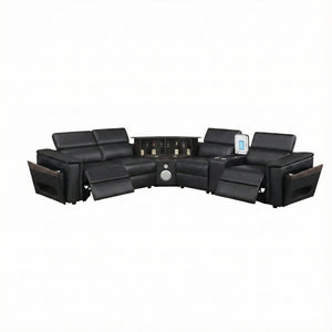 Nova - Sectional With Bluetooth Speaker, LED And Lifting Wine Cabinet